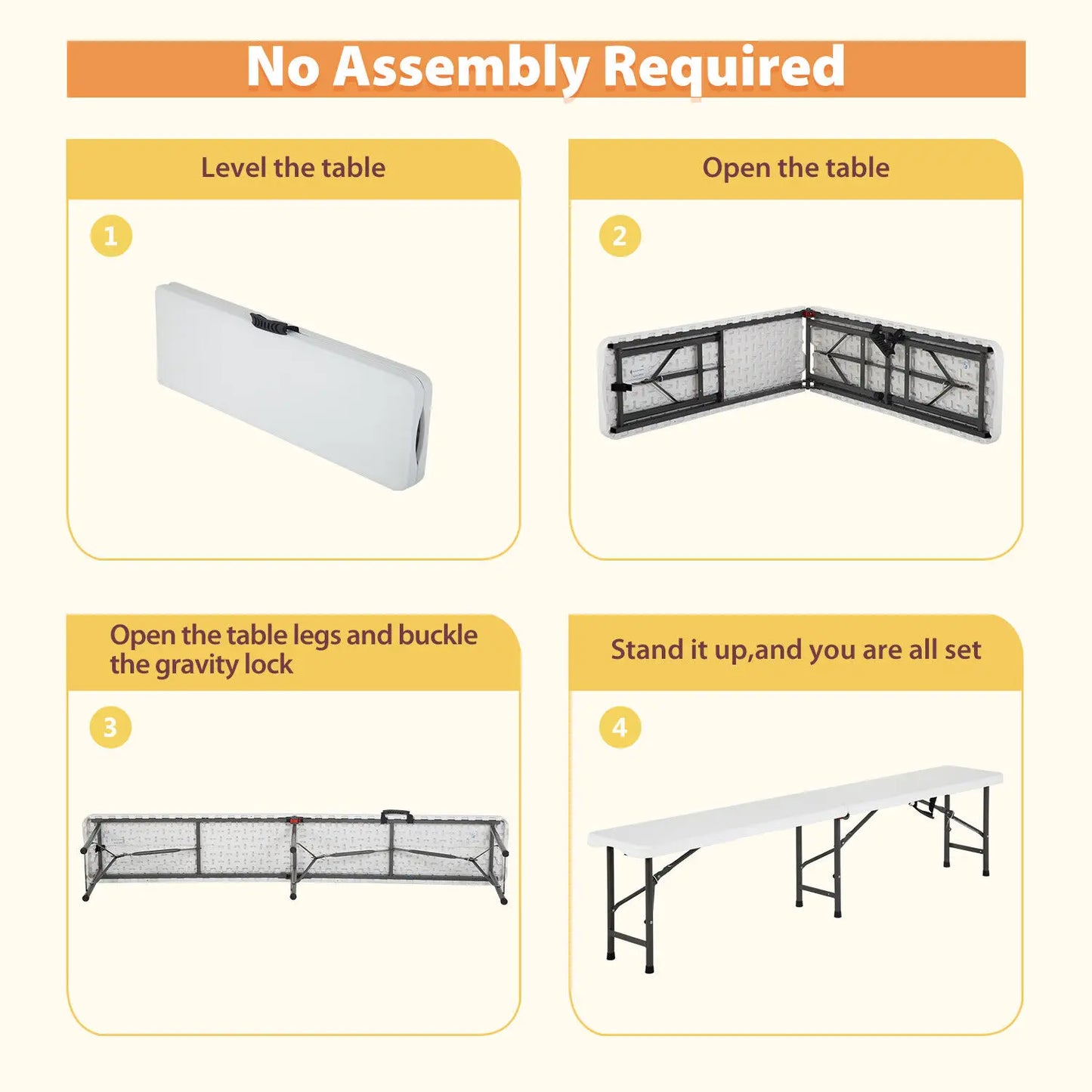 6FT Folding Portable Plastic Bench