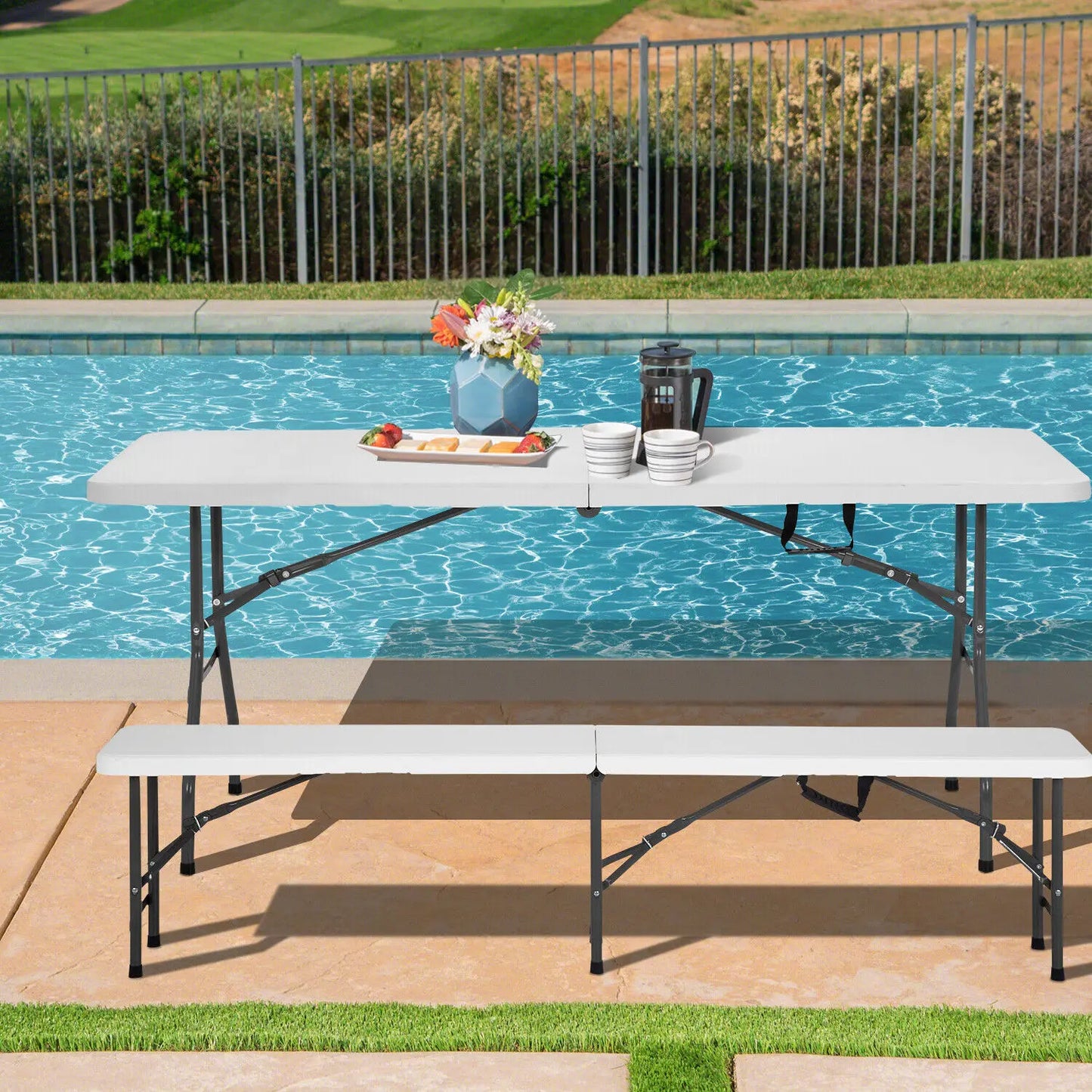 6FT Folding Portable Plastic Bench