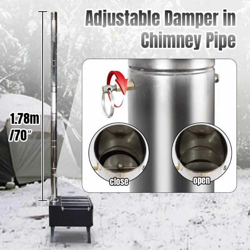 Tent Wood Burning Stoves Portable with Chimney Pipes