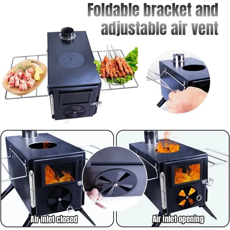 Tent Wood Burning Stoves Portable with Chimney Pipes