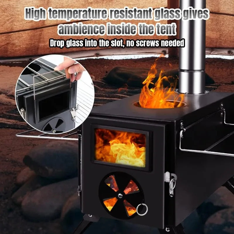 Tent Wood Burning Stoves Portable with Chimney Pipes